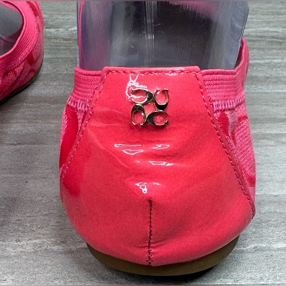 Coach Dahlia Barbie Core Pink Jaquard Logo Patent Cap Toe Ballet Flats Size 7 - Picture 4 of 12